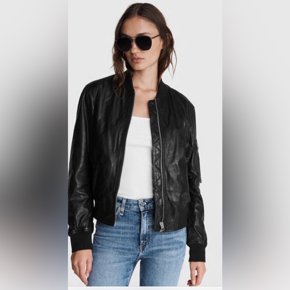 Rag&Bone, Manston Leather Bomber Jacket, Color: Black, Size:XS
